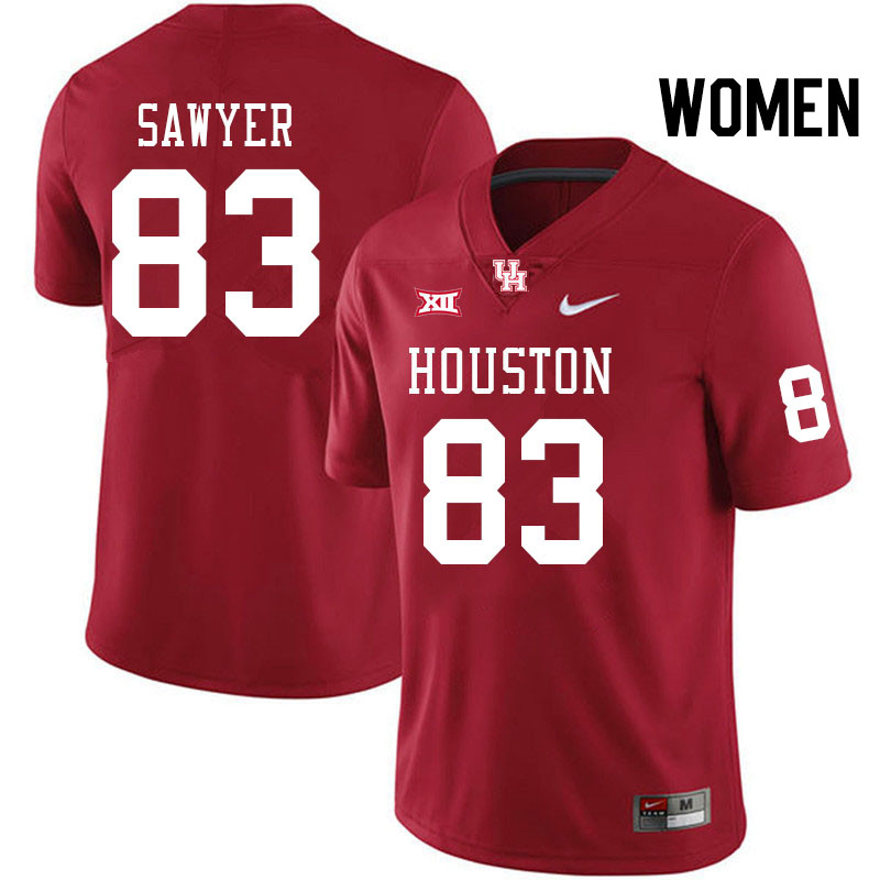 Women #83 Peyton Sawyer Houston Cougars Big 12 XII College Football Jerseys Stitched-Red
